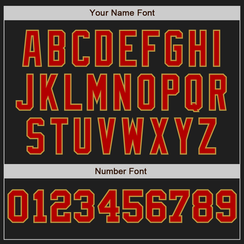 Custom Black Red-Old Gold Pinstripe Authentic Split Fashion Baseball Jersey - Sky-Custom