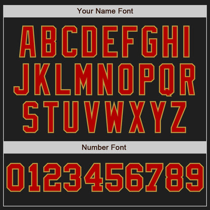 Custom Black Red-Old Gold Pinstripe Authentic Split Fashion Baseball Jersey - Sky-Custom