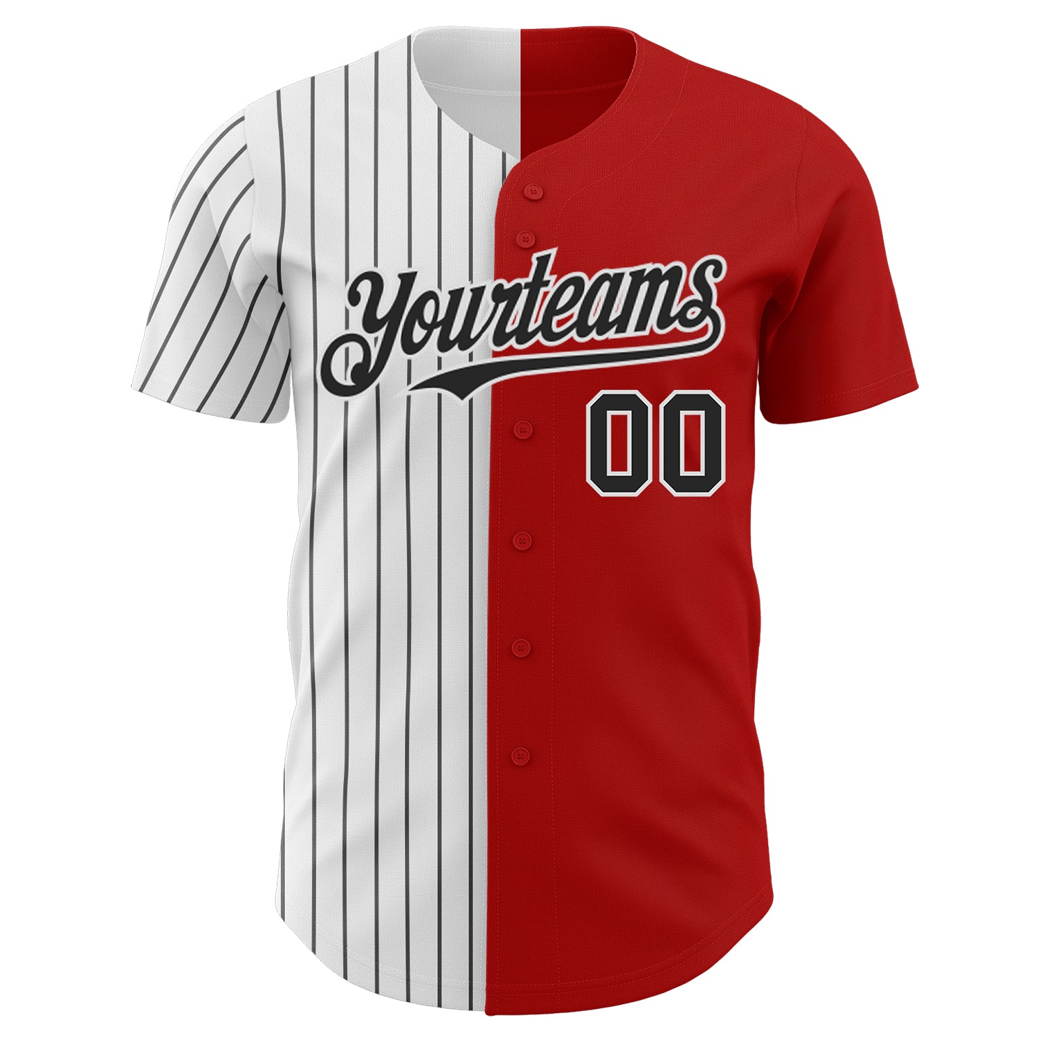 Custom Red White-Black Pinstripe Authentic Split Fashion Baseball Jersey - Sky-Custom