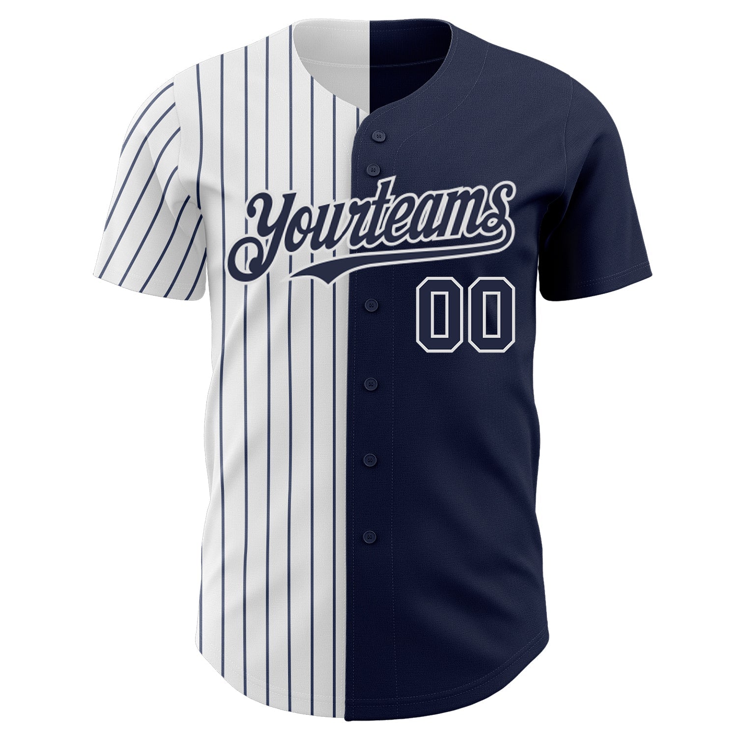 Custom Navy White-Navy Pinstripe Authentic Split Fashion Baseball Jersey - Sky-Custom