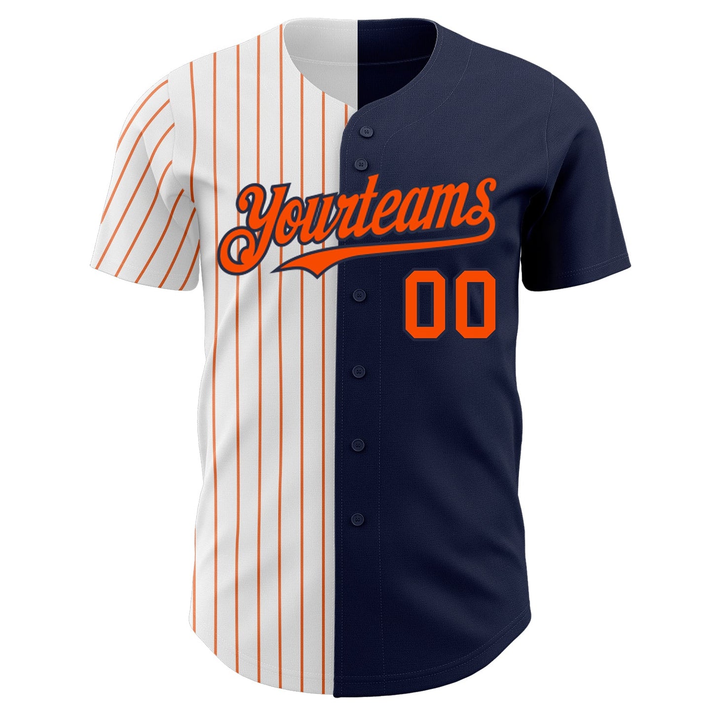 Custom Navy White-Orange Pinstripe Authentic Split Fashion Baseball Jersey - Sky-Custom