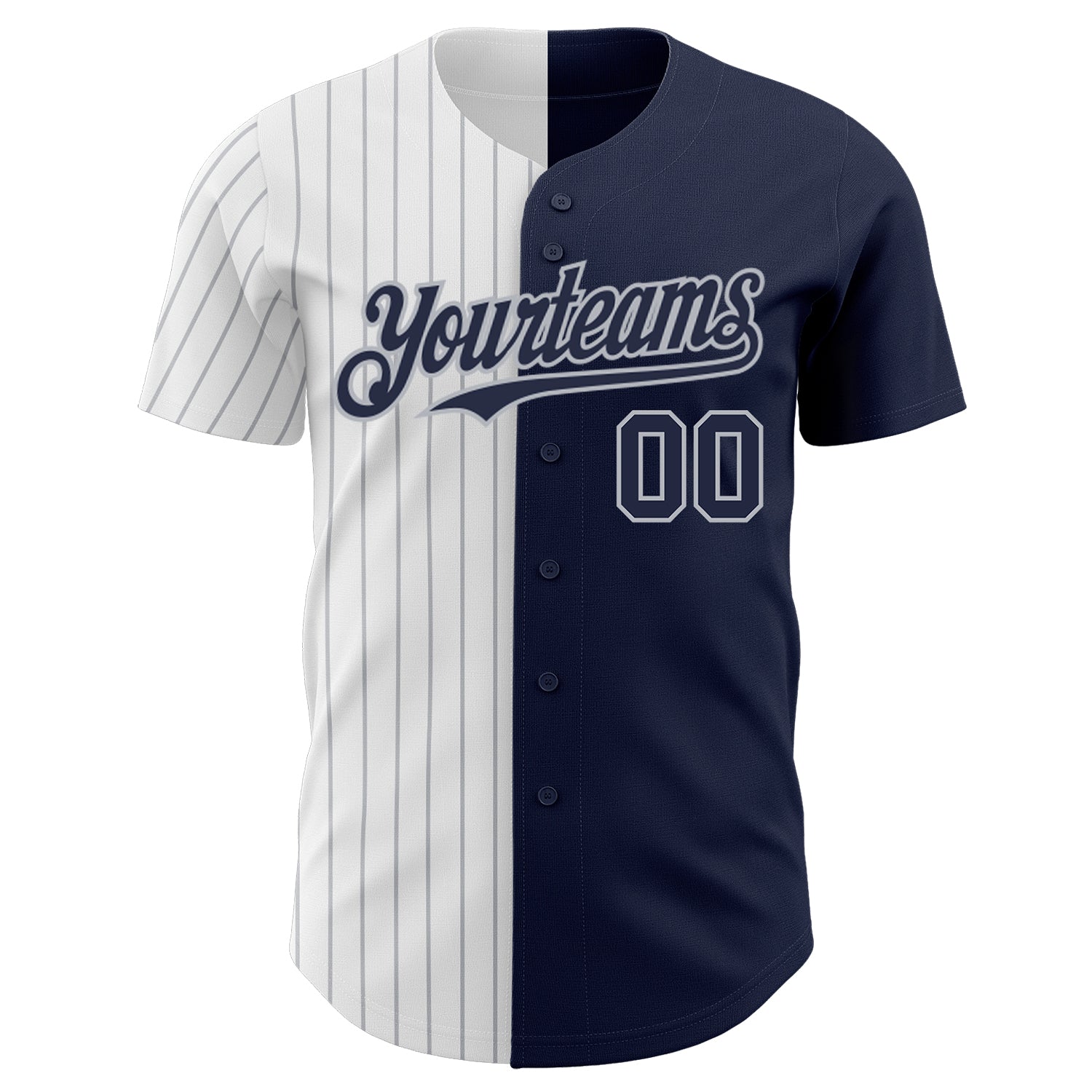 Custom Navy White-Gray Pinstripe Authentic Split Fashion Baseball Jersey - Sky-Custom