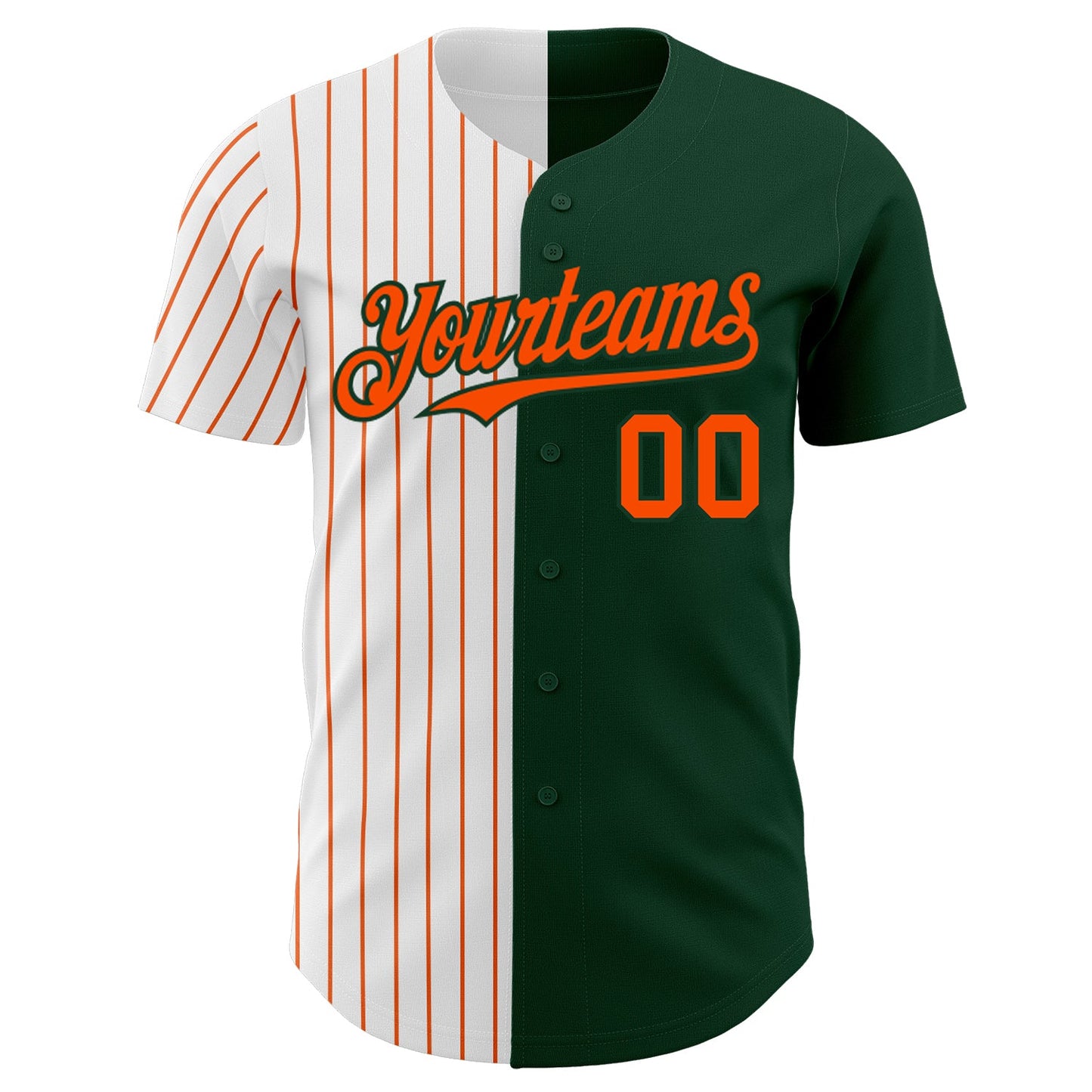 Custom Green White-Orange Pinstripe Authentic Split Fashion Baseball Jersey - Sky-Custom
