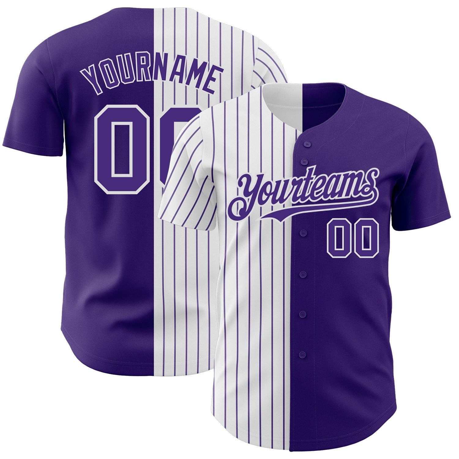 Custom Purple White-Purple Pinstripe Authentic Split Fashion Baseball Jersey - Sky-Custom