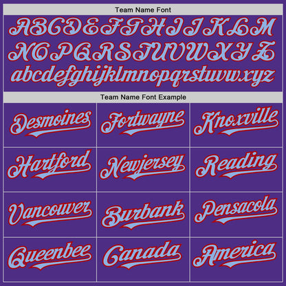 Custom Purple Red-Light Blue Pinstripe Authentic Split Fashion Baseball Jersey - Sky-Custom