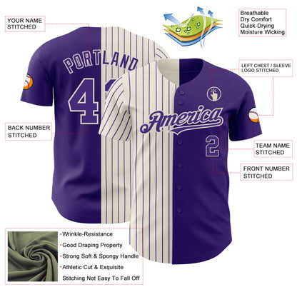 Custom Purple Cream-Purple Pinstripe Authentic Split Fashion Baseball Jersey - Sky-Custom