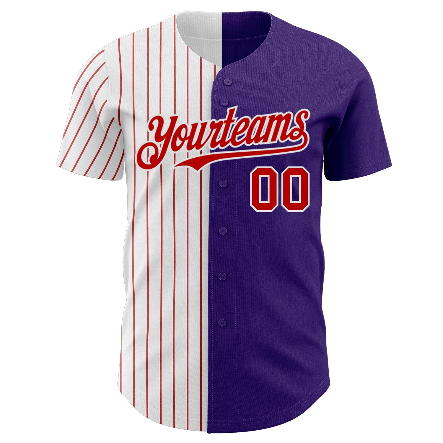 Custom Purple White-Red Pinstripe Authentic Split Fashion Baseball Jersey - Sky-Custom