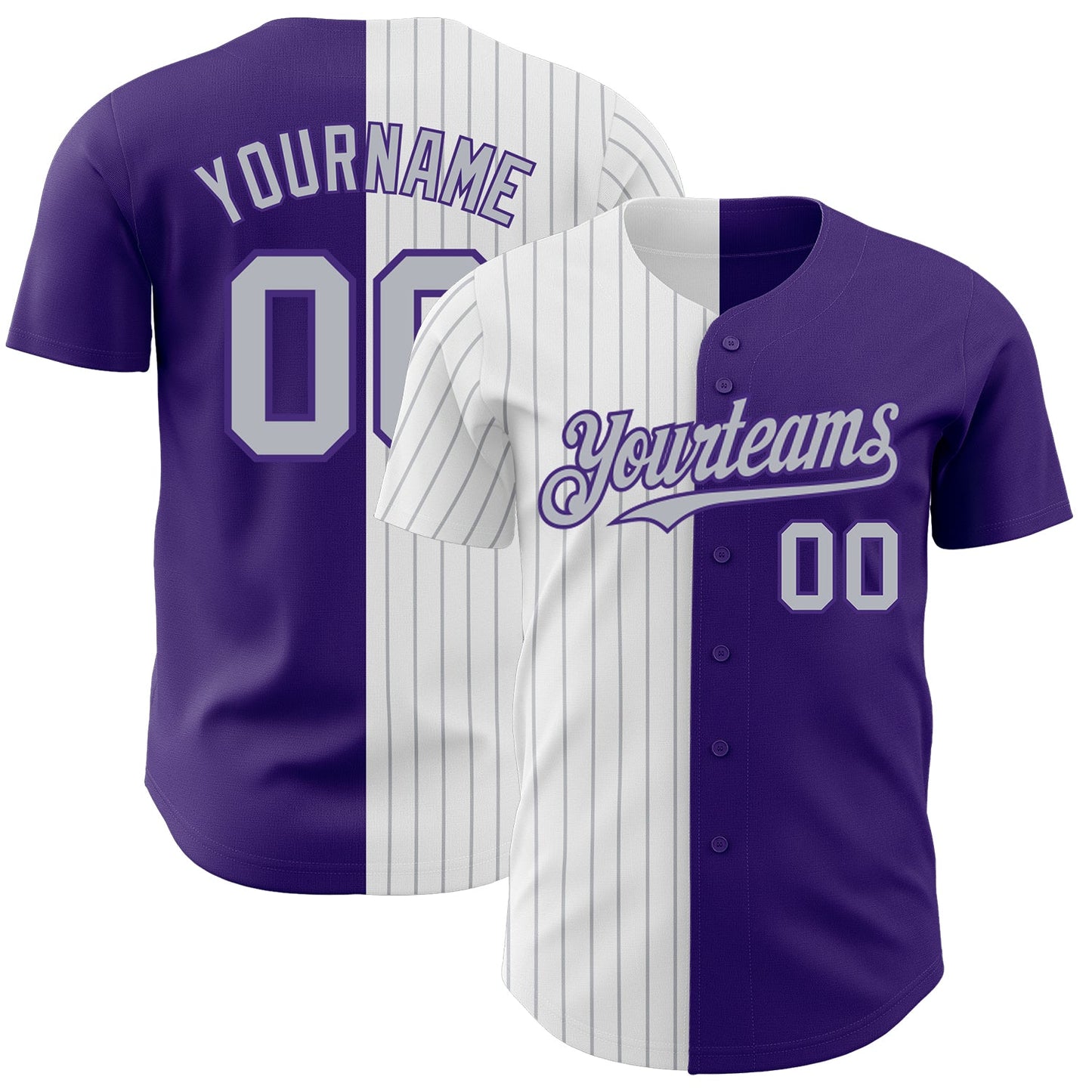 Custom Purple White-Gray Pinstripe Authentic Split Fashion Baseball Jersey - Sky-Custom