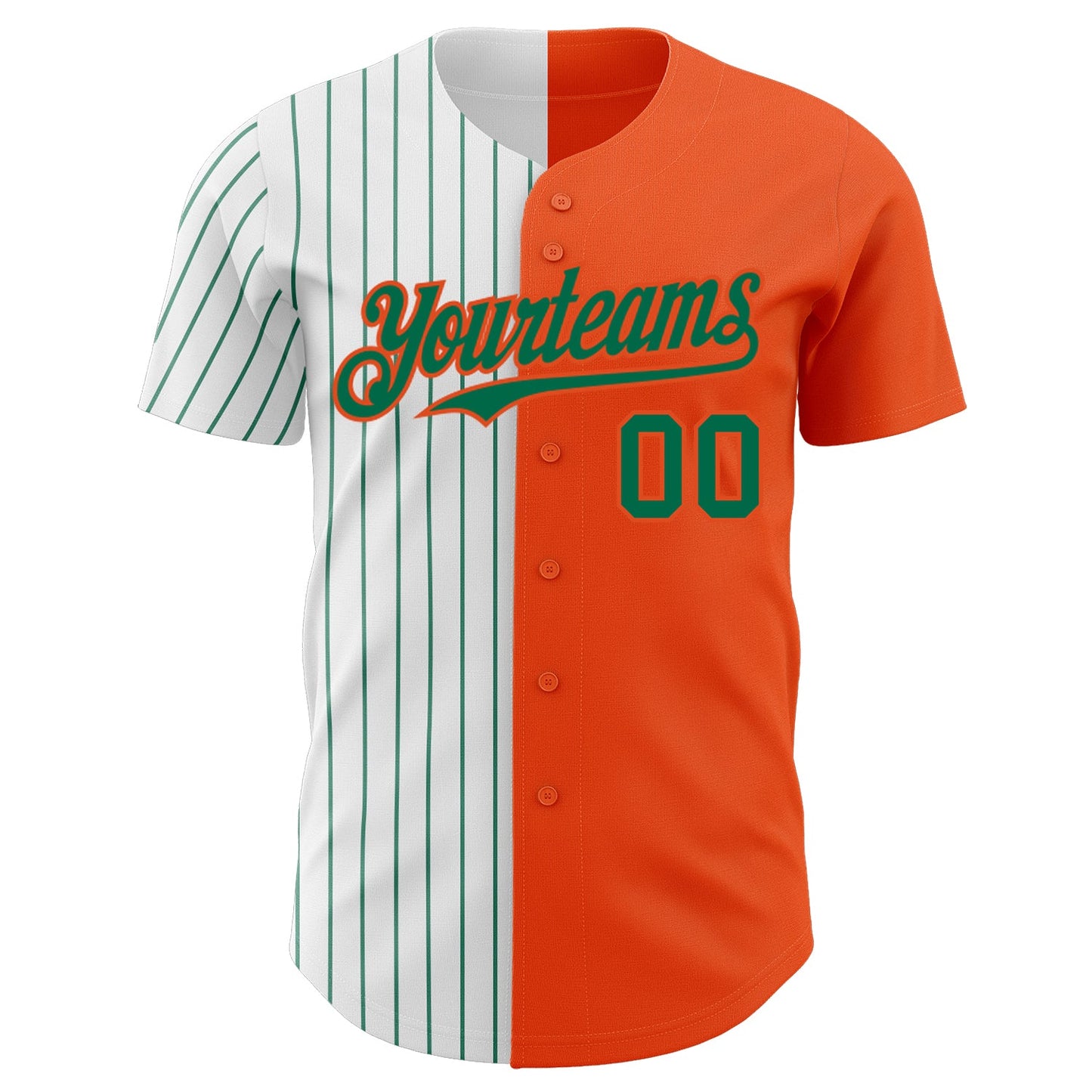 Custom Orange White-Kelly Green Pinstripe Authentic Split Fashion Baseball Jersey - Sky-Custom