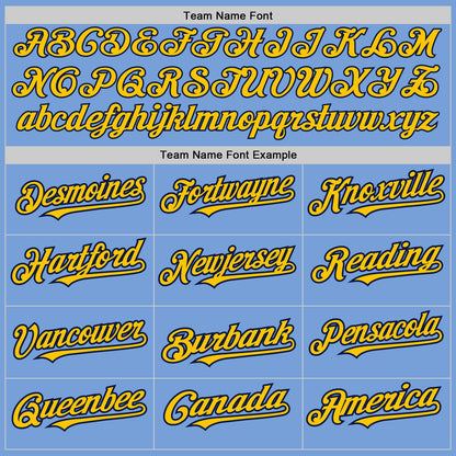 Custom Light Blue Yellow-Navy Pinstripe Authentic Split Fashion Baseball Jersey - Sky-Custom