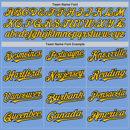 Custom Light Blue Yellow-Black Pinstripe Authentic Split Fashion Baseball Jersey - Sky-Custom