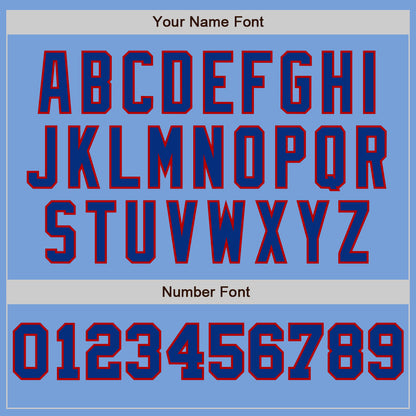 Custom Light Blue Red-Royal Pinstripe Authentic Split Fashion Baseball Jersey - Sky-Custom