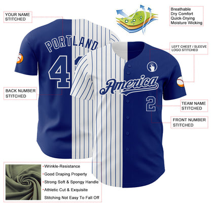 Custom Royal White-Royal Pinstripe Authentic Split Fashion Baseball Jersey - Sky-Custom