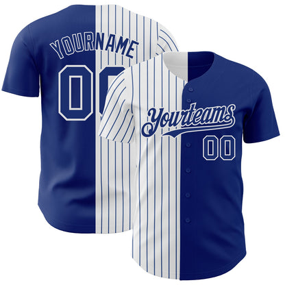Custom Royal White-Royal Pinstripe Authentic Split Fashion Baseball Jersey - Sky-Custom