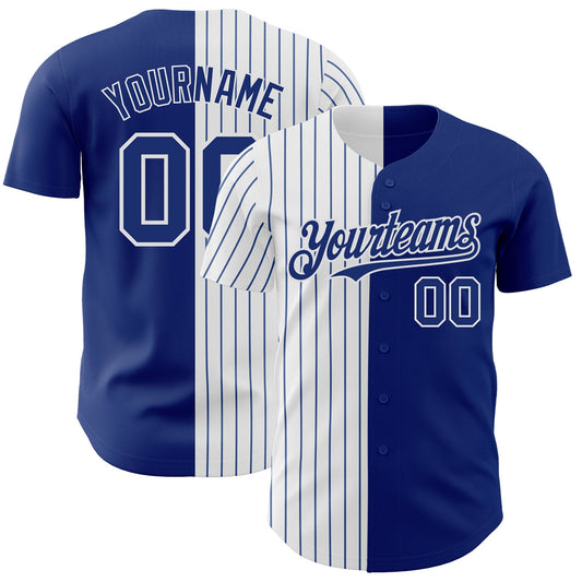 Custom Royal White-Royal Pinstripe Authentic Split Fashion Baseball Jersey - Sky-Custom