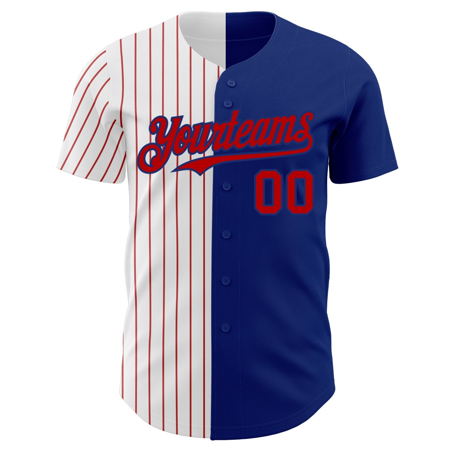 Custom Royal White-Red Pinstripe Authentic Split Fashion Baseball Jersey - Sky-Custom