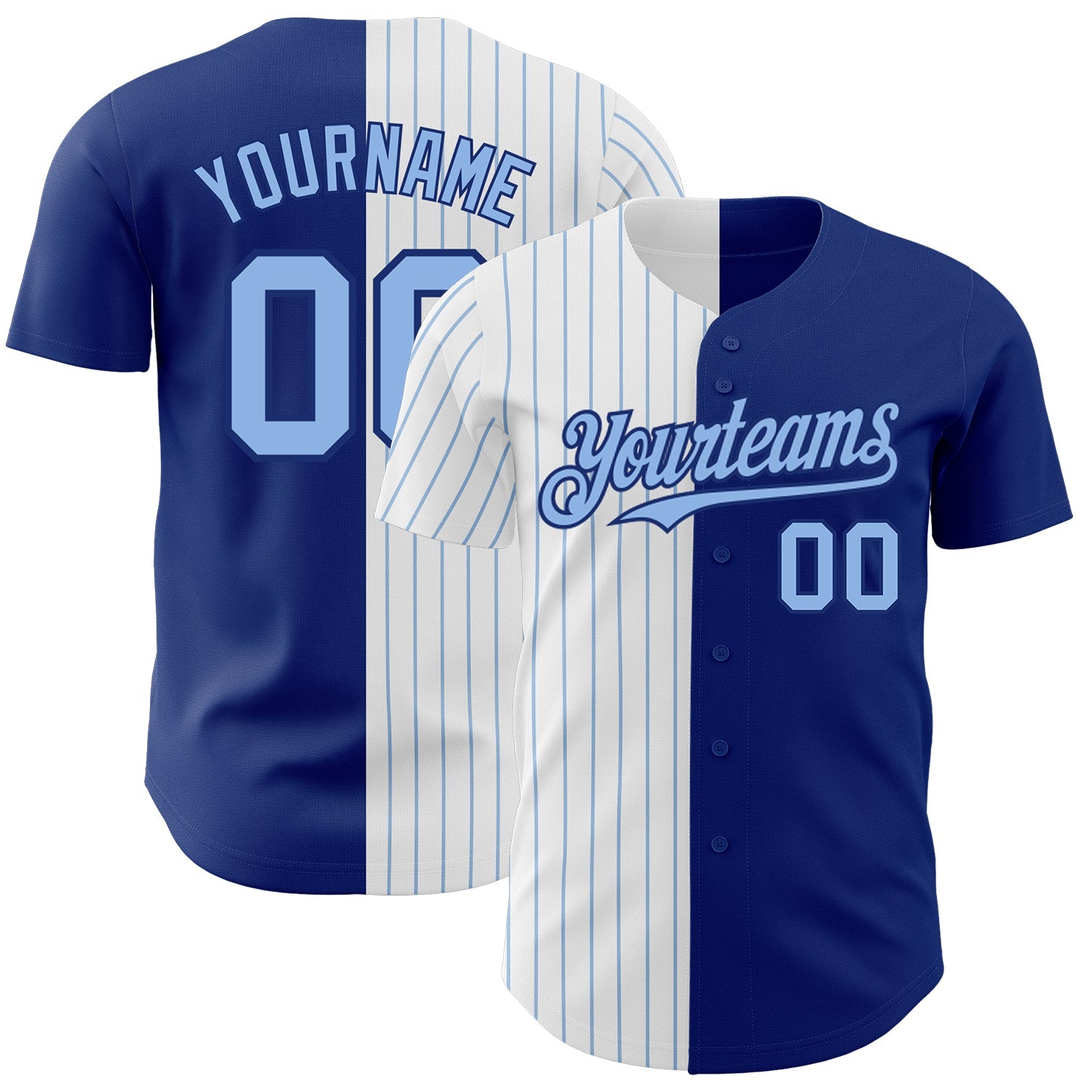 Custom Royal White-Light Blue Pinstripe Authentic Split Fashion Baseball Jersey - Sky-Custom