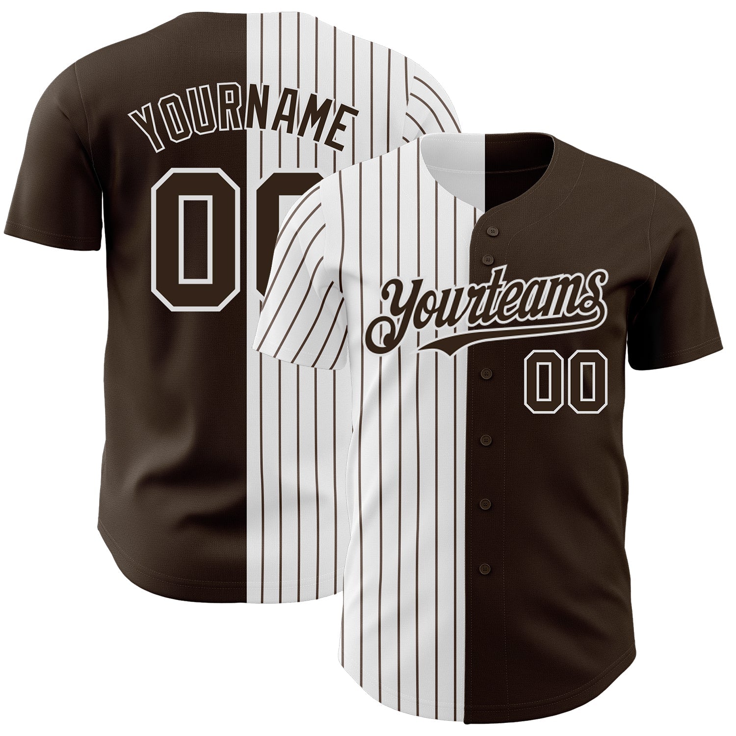 Custom Brown White-Brown Pinstripe Authentic Split Fashion Baseball Jersey - Sky-Custom