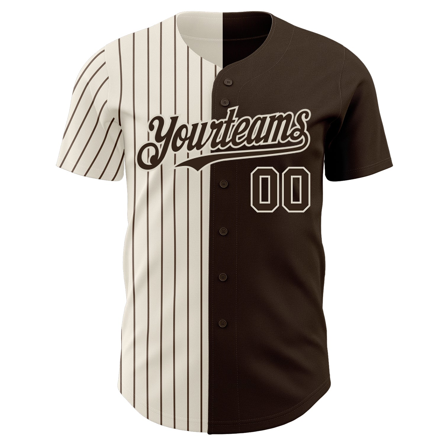Custom Brown Cream-Brown Pinstripe Authentic Split Fashion Baseball Jersey - Sky-Custom