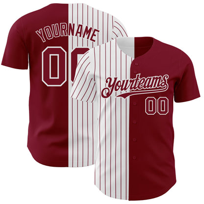 Custom Crimson White-Crimson Pinstripe Authentic Split Fashion Baseball Jersey - Sky-Custom
