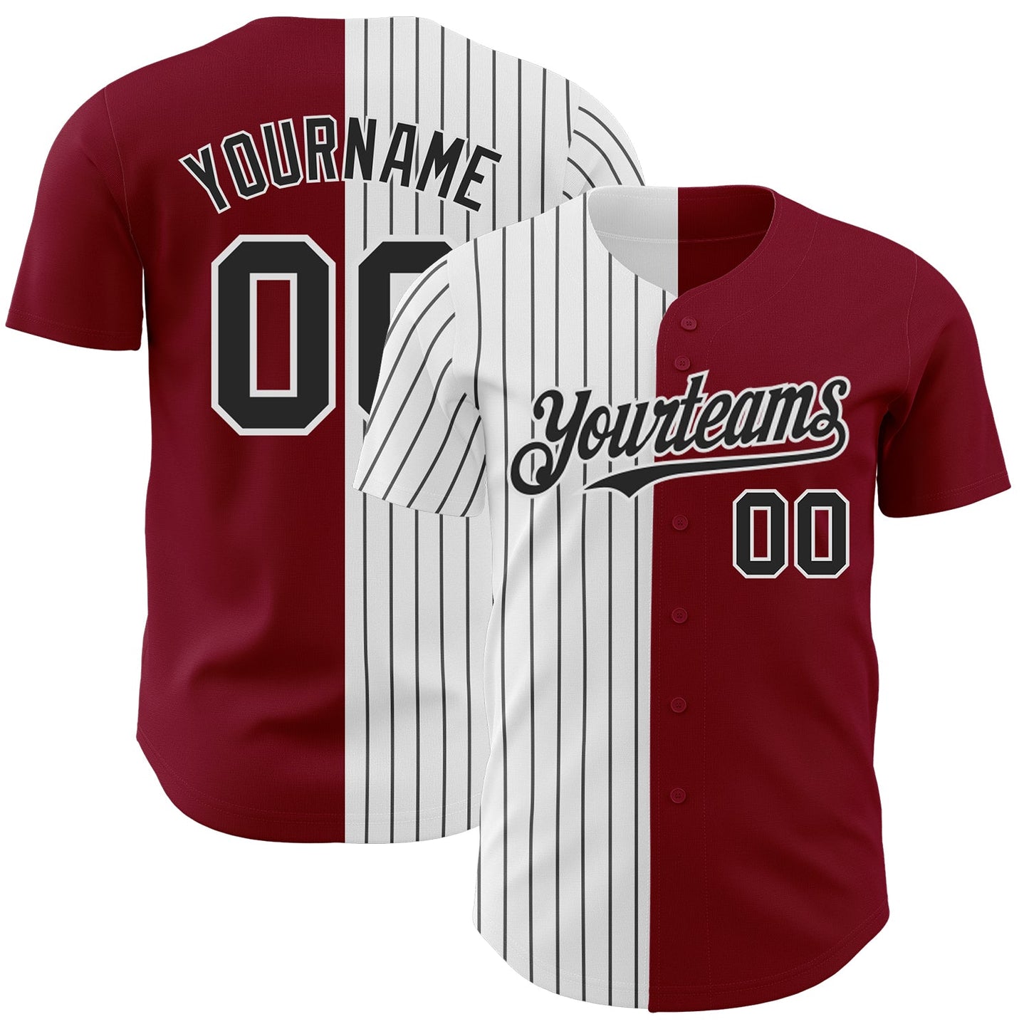 Custom Crimson White-Black Pinstripe Authentic Split Fashion Baseball Jersey - Sky-Custom