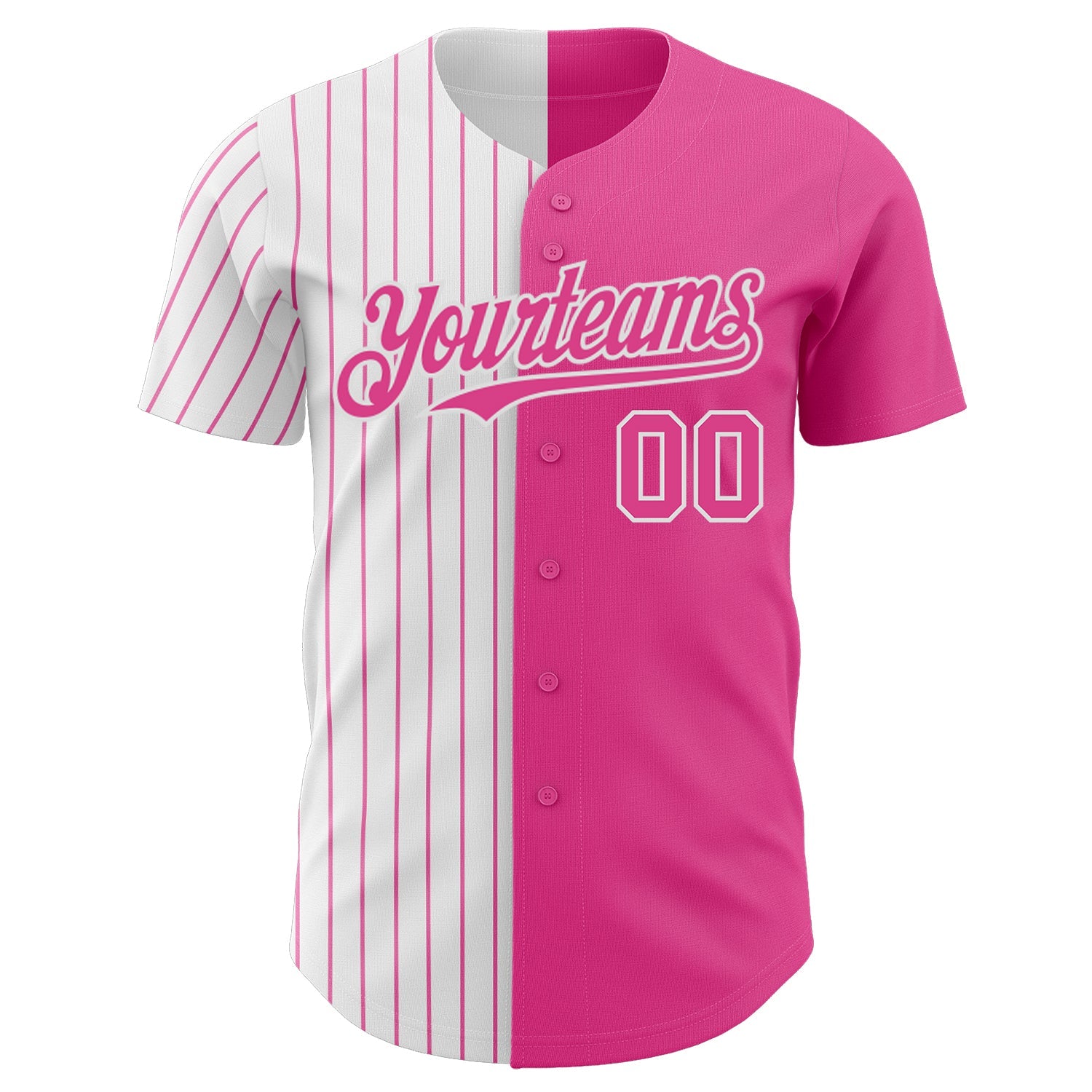 Custom Pink White-Pink Pinstripe Authentic Split Fashion Baseball Jersey - Sky-Custom