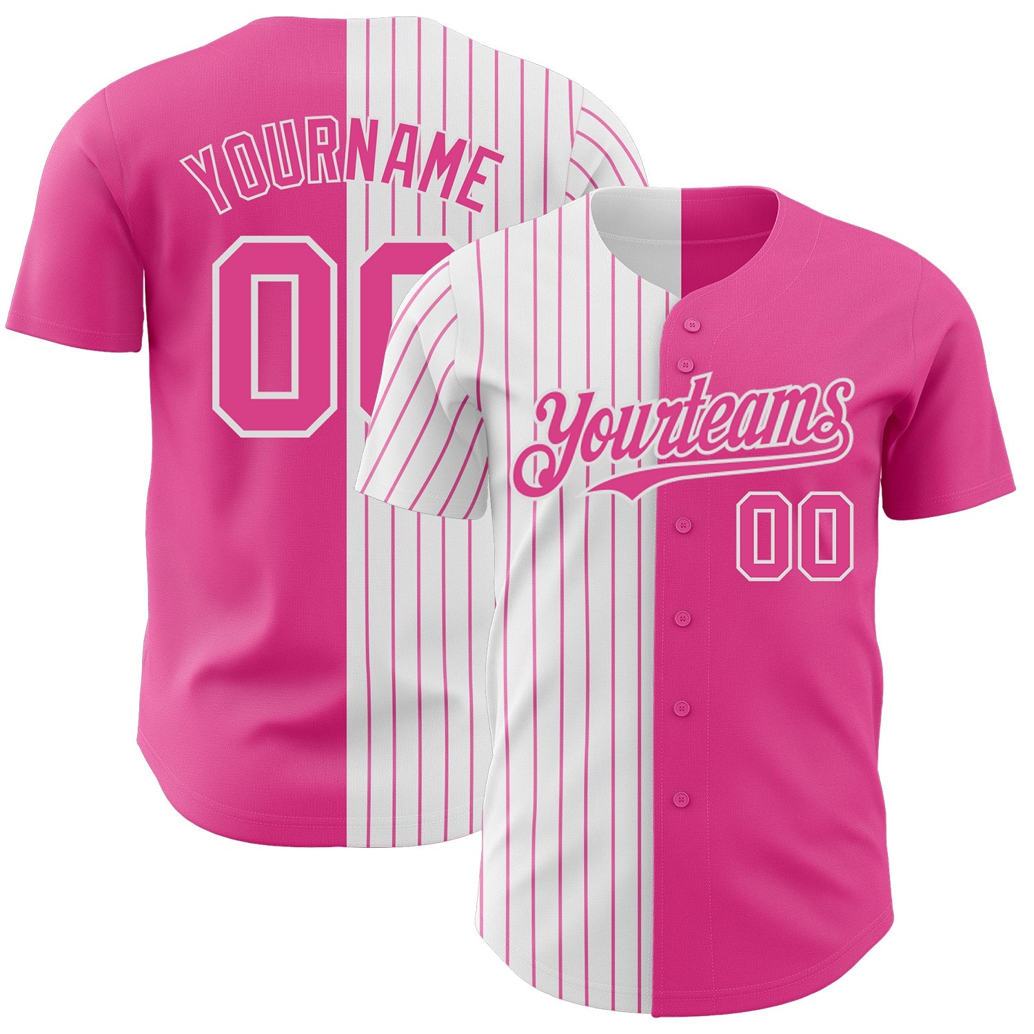 Custom Pink White-Pink Pinstripe Authentic Split Fashion Baseball Jersey - Sky-Custom