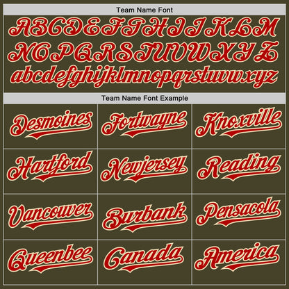 Custom Olive Cream-Red Pinstripe Authentic Split Fashion Salute To Service Baseball Jersey - Sky-Custom