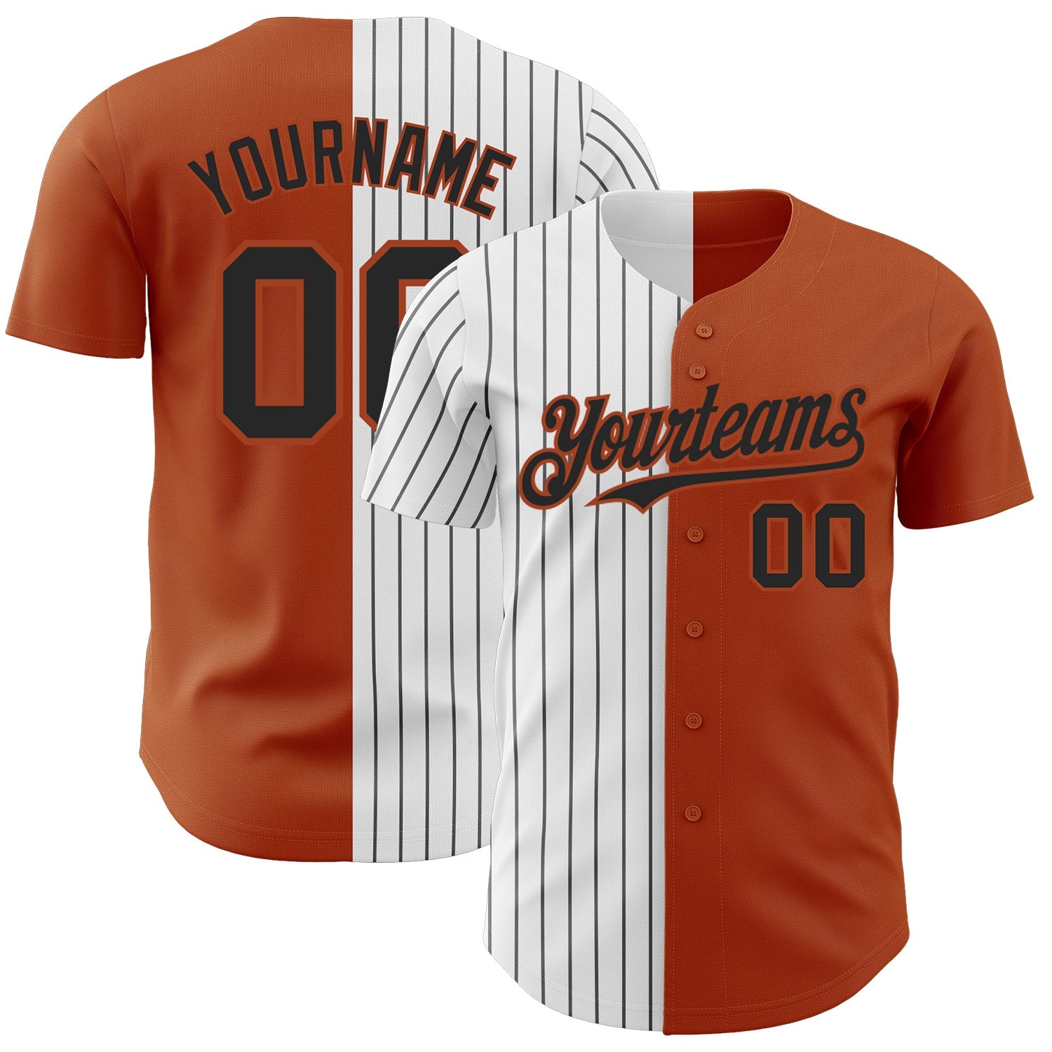 Custom Texas Orange White-Black Pinstripe Authentic Split Fashion Baseball Jersey - Sky-Custom