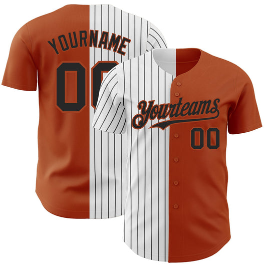 Custom Texas Orange White-Black Pinstripe Authentic Split Fashion Baseball Jersey - Sky-Custom