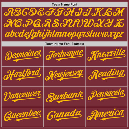 Custom Burgundy White-Gold Pinstripe Authentic Split Fashion Baseball Jersey - Sky-Custom