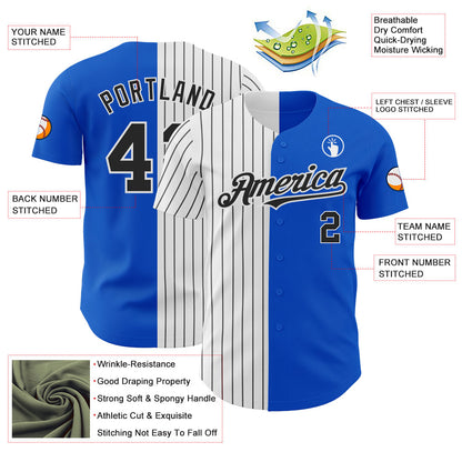Custom Thunder Blue White-Black Pinstripe Authentic Split Fashion Baseball Jersey - Sky-Custom