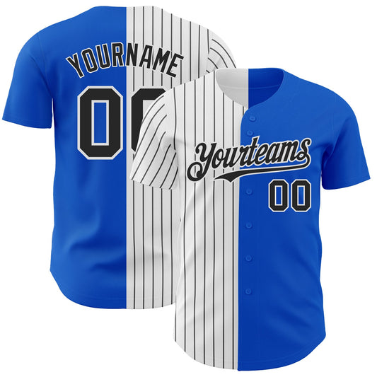 Custom Thunder Blue White-Black Pinstripe Authentic Split Fashion Baseball Jersey - Sky-Custom