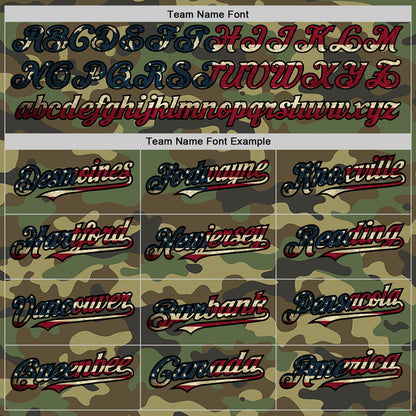 Custom Camo Vintage USA Flag Cream-Black Pinstripe Authentic Split Fashion Salute To Service Baseball Jersey - Sky-Custom