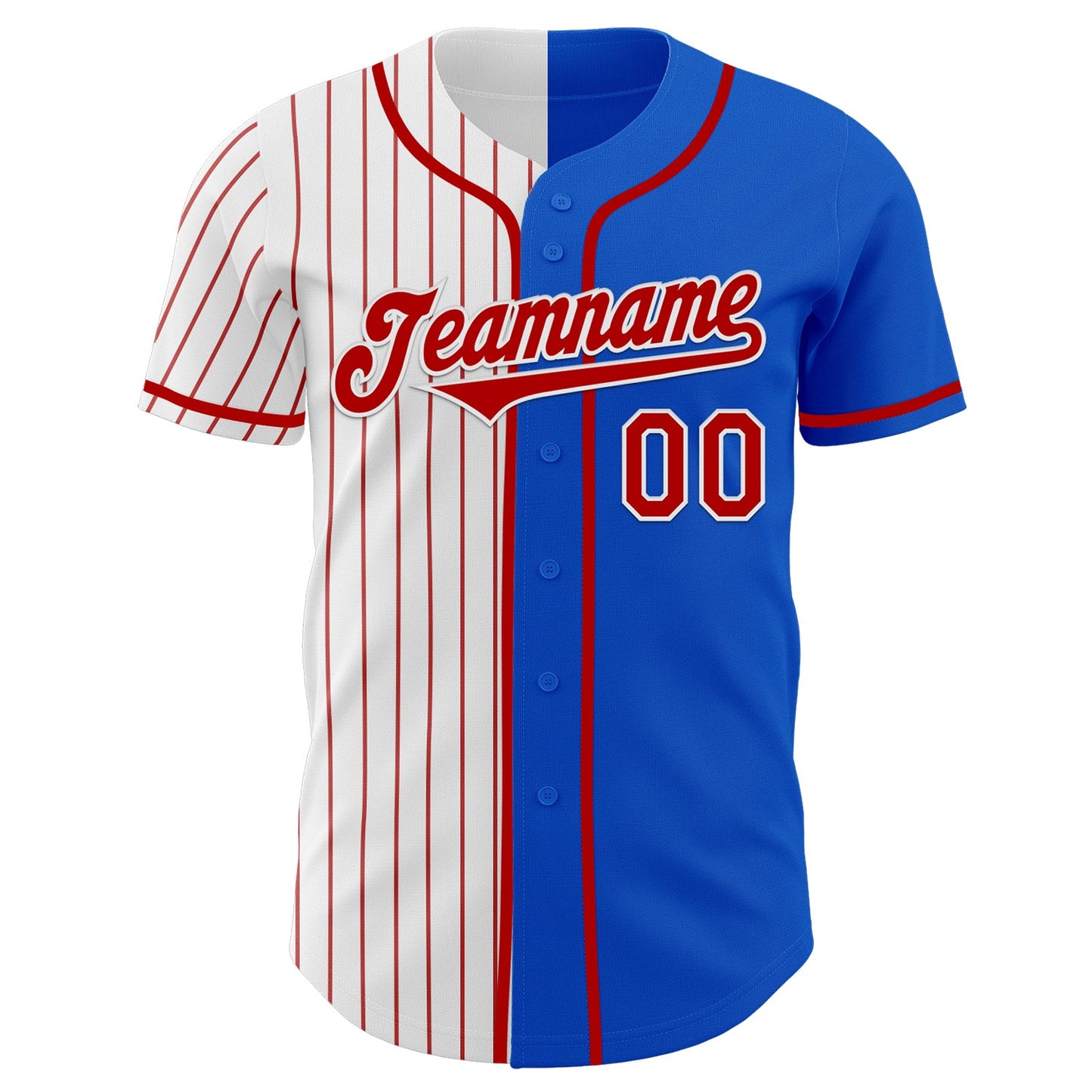 Custom Thunder Blue Red-White Red Pinstripe Authentic Split Fashion Baseball Jersey - Sky-Custom