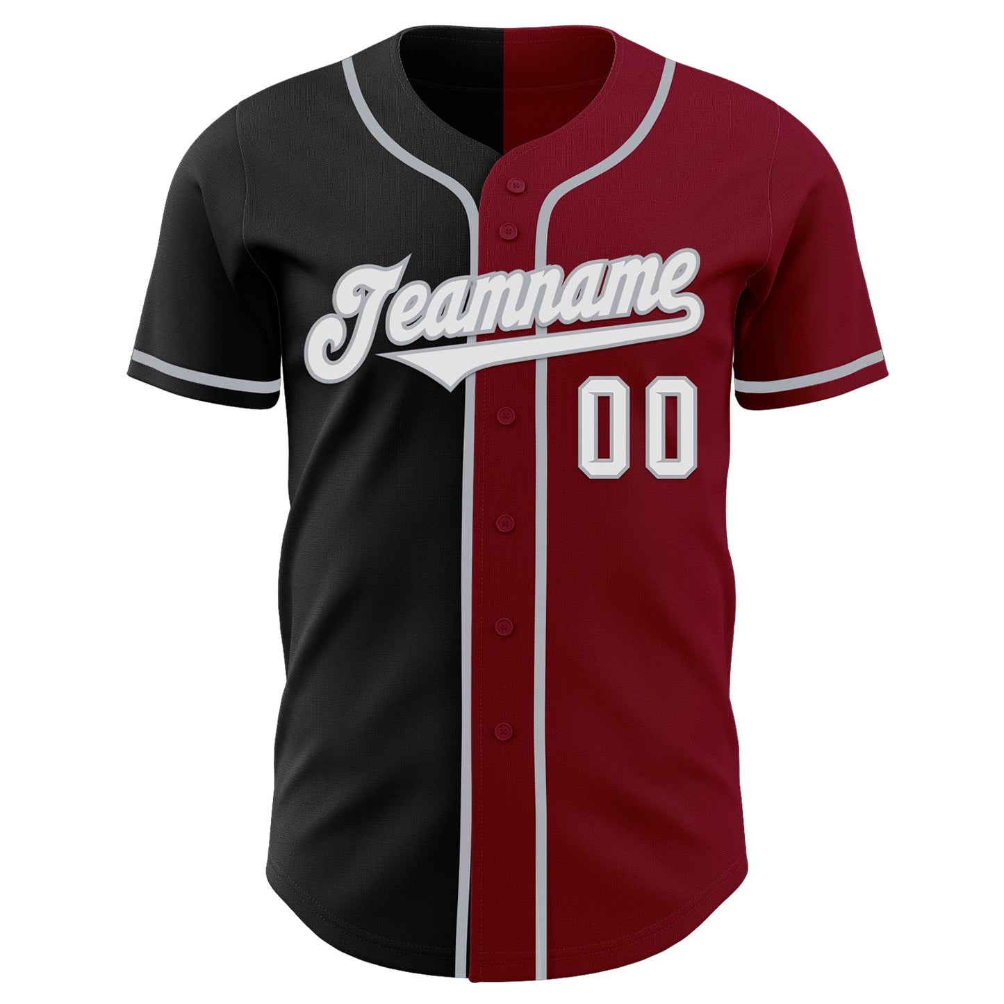 Custom Crimson Black-Gray Authentic Split Fashion Baseball Jersey - Sky-Custom