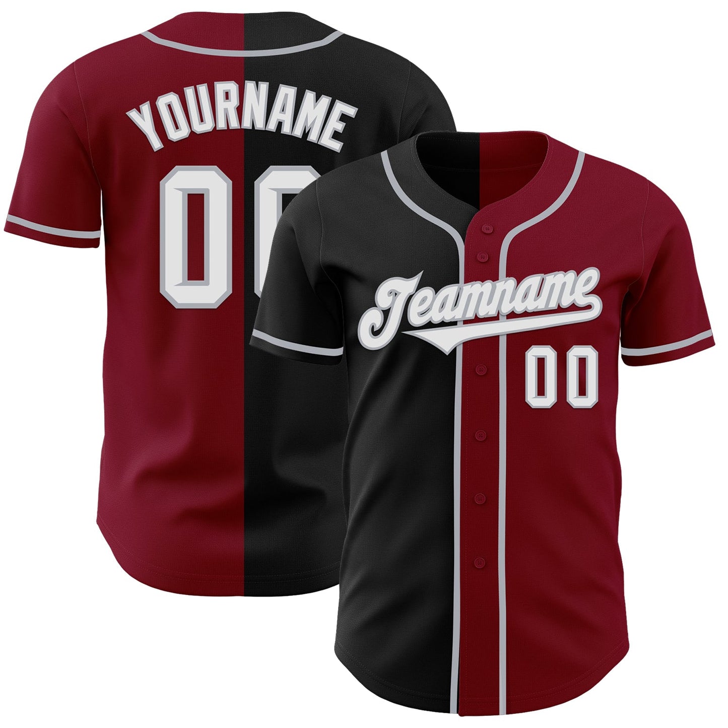 Custom Crimson Black-Gray Authentic Split Fashion Baseball Jersey - Sky-Custom