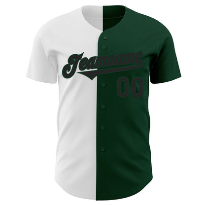 Custom Green Black-White Authentic Split Fashion Baseball Jersey - Sky-Custom
