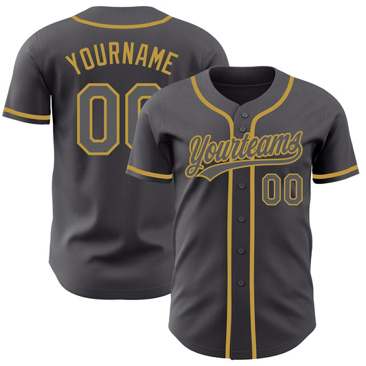 Custom Steel Gray Old Gold Authentic Baseball Jersey - Sky-Custom
