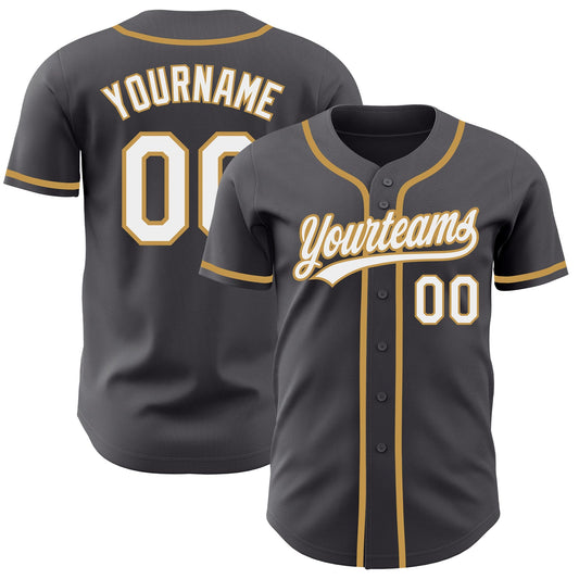 Custom Steel Gray White-Old Gold Authentic Baseball Jersey - Sky-Custom