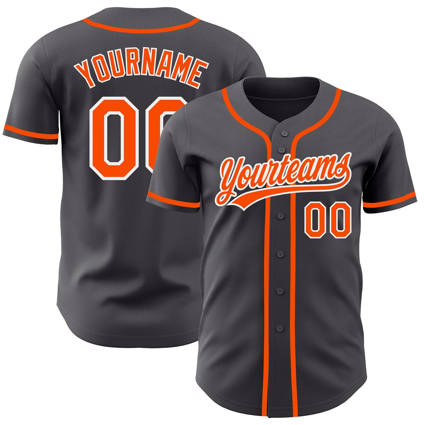 Custom Steel Gray Orange-White Authentic Baseball Jersey - Sky-Custom