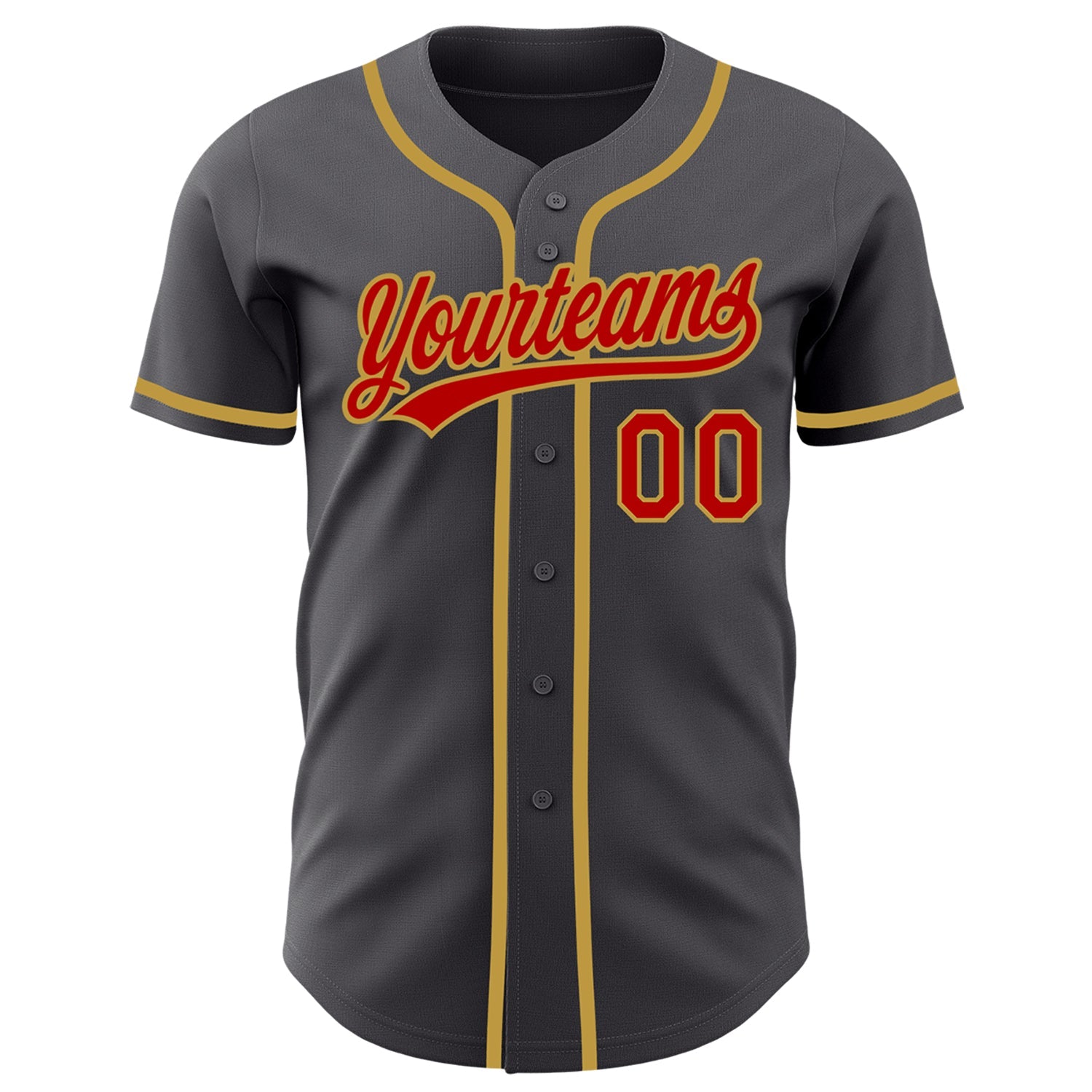 Custom Steel Gray Red-Old Gold Authentic Baseball Jersey - Sky-Custom