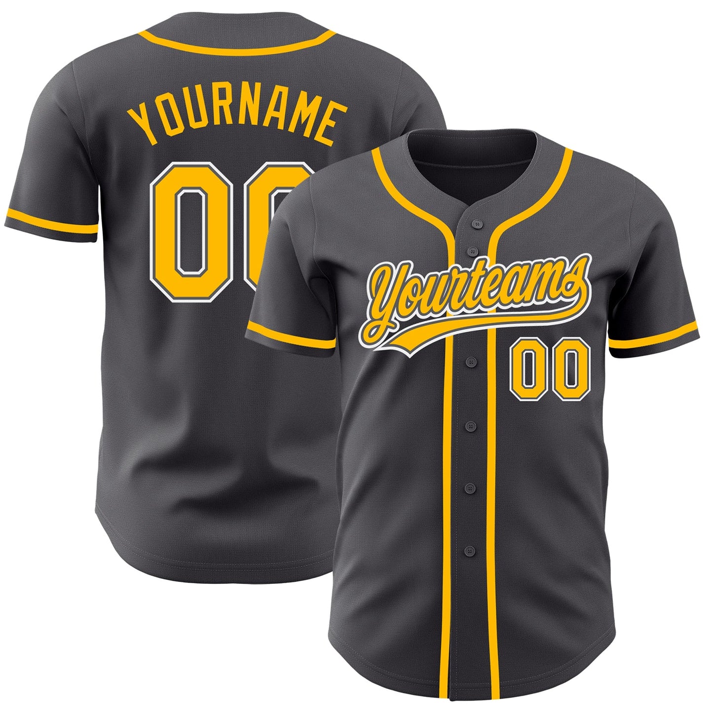 Custom Steel Gray Gold-White Authentic Baseball Jersey - Sky-Custom