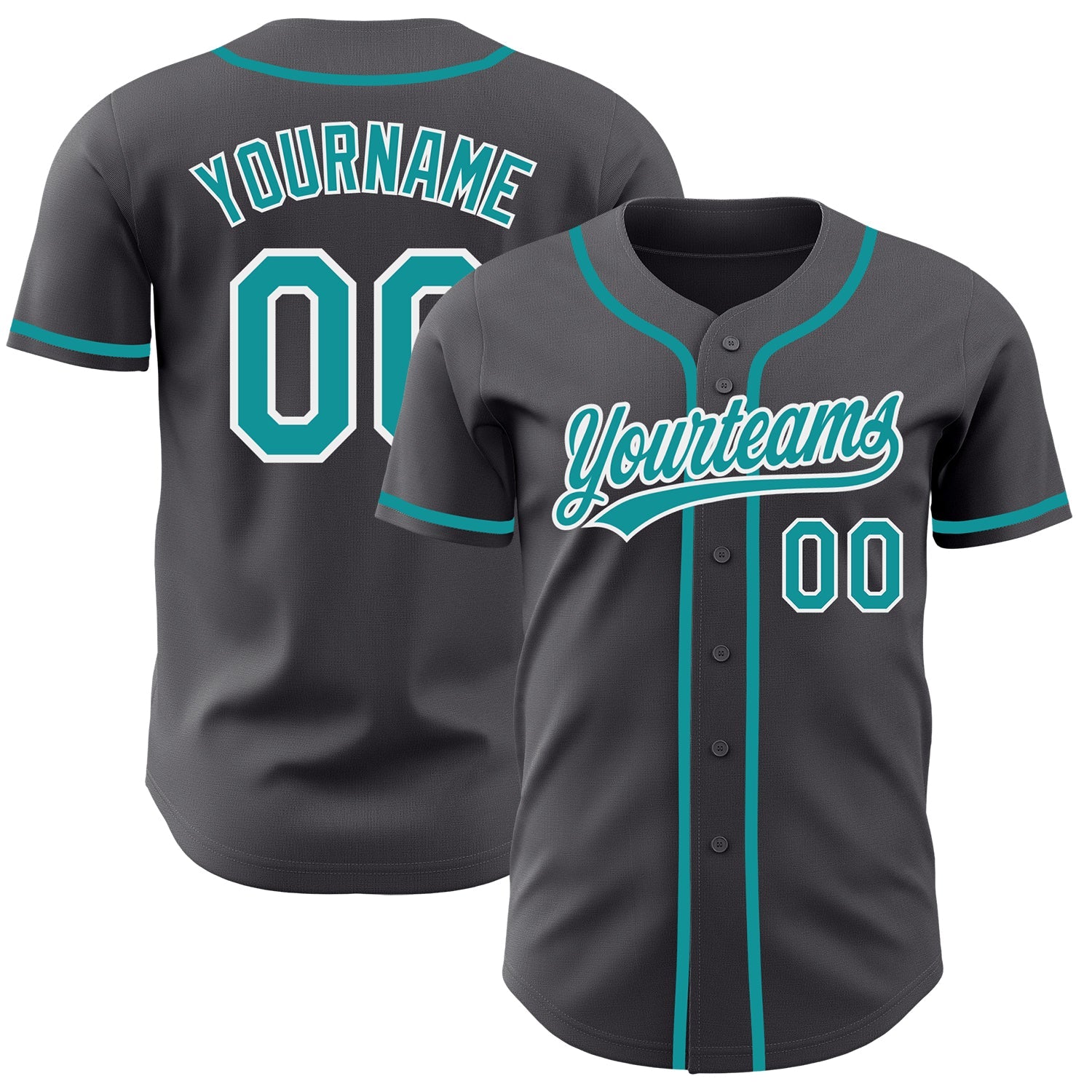 Custom Steel Gray Teal-White Authentic Baseball Jersey - Sky-Custom