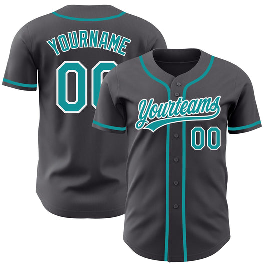 Custom Steel Gray Teal-White Authentic Baseball Jersey - Sky-Custom