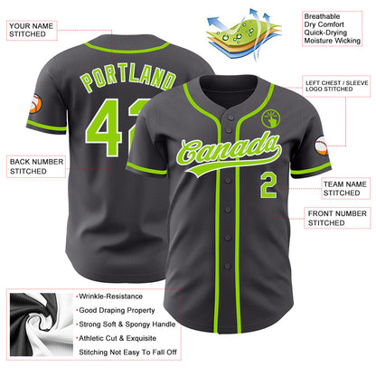 Custom Steel Gray Neon Green-White Authentic Baseball Jersey - Sky-Custom