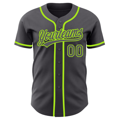 Custom Steel Gray Neon Green Authentic Baseball Jersey - Sky-Custom
