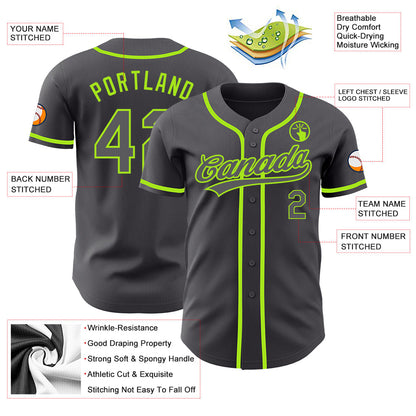 Custom Steel Gray Neon Green Authentic Baseball Jersey - Sky-Custom