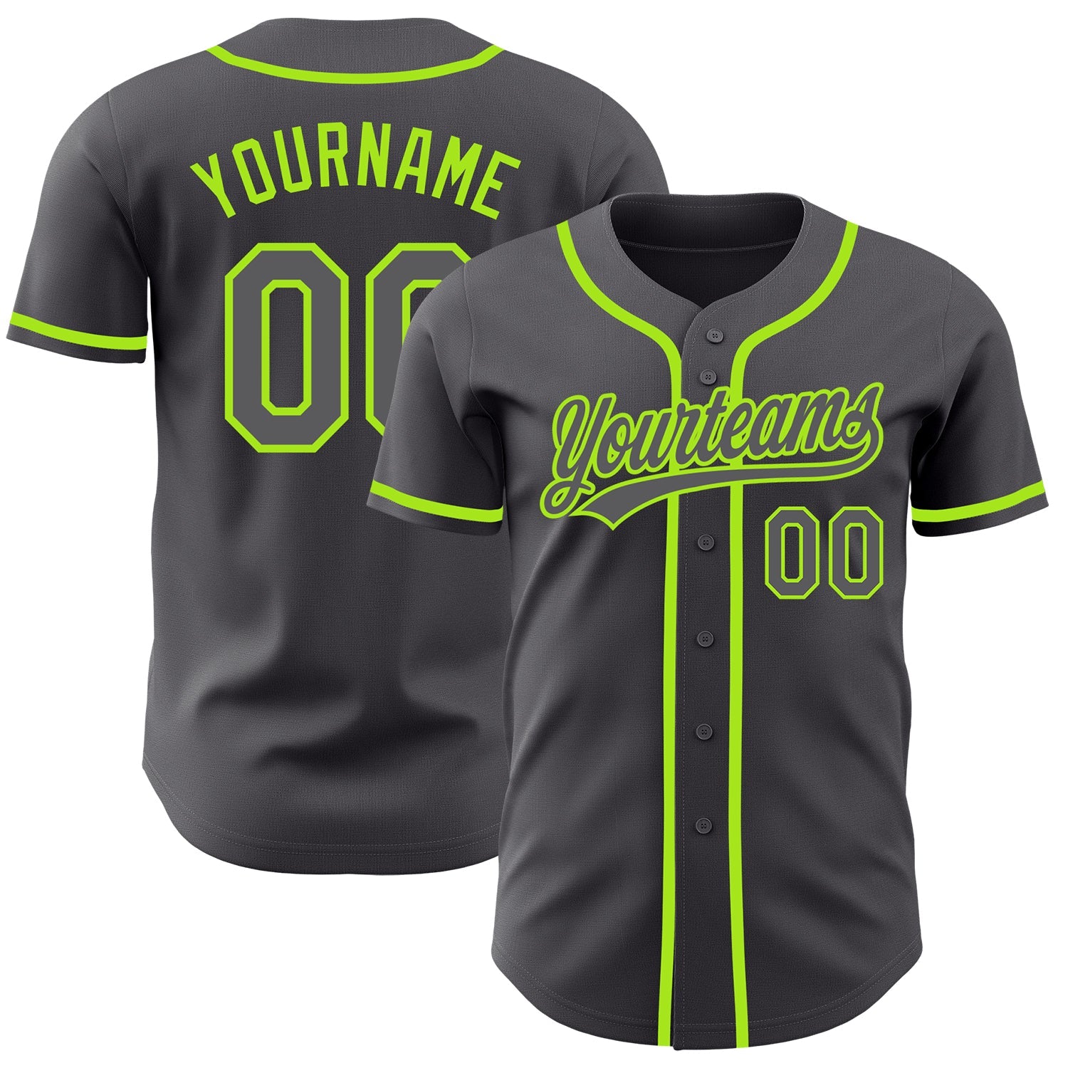 Custom Steel Gray Neon Green Authentic Baseball Jersey - Sky-Custom