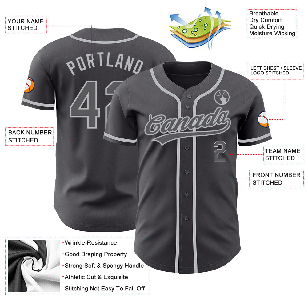 Custom Steel Gray Gray Authentic Baseball Jersey - Sky-Custom